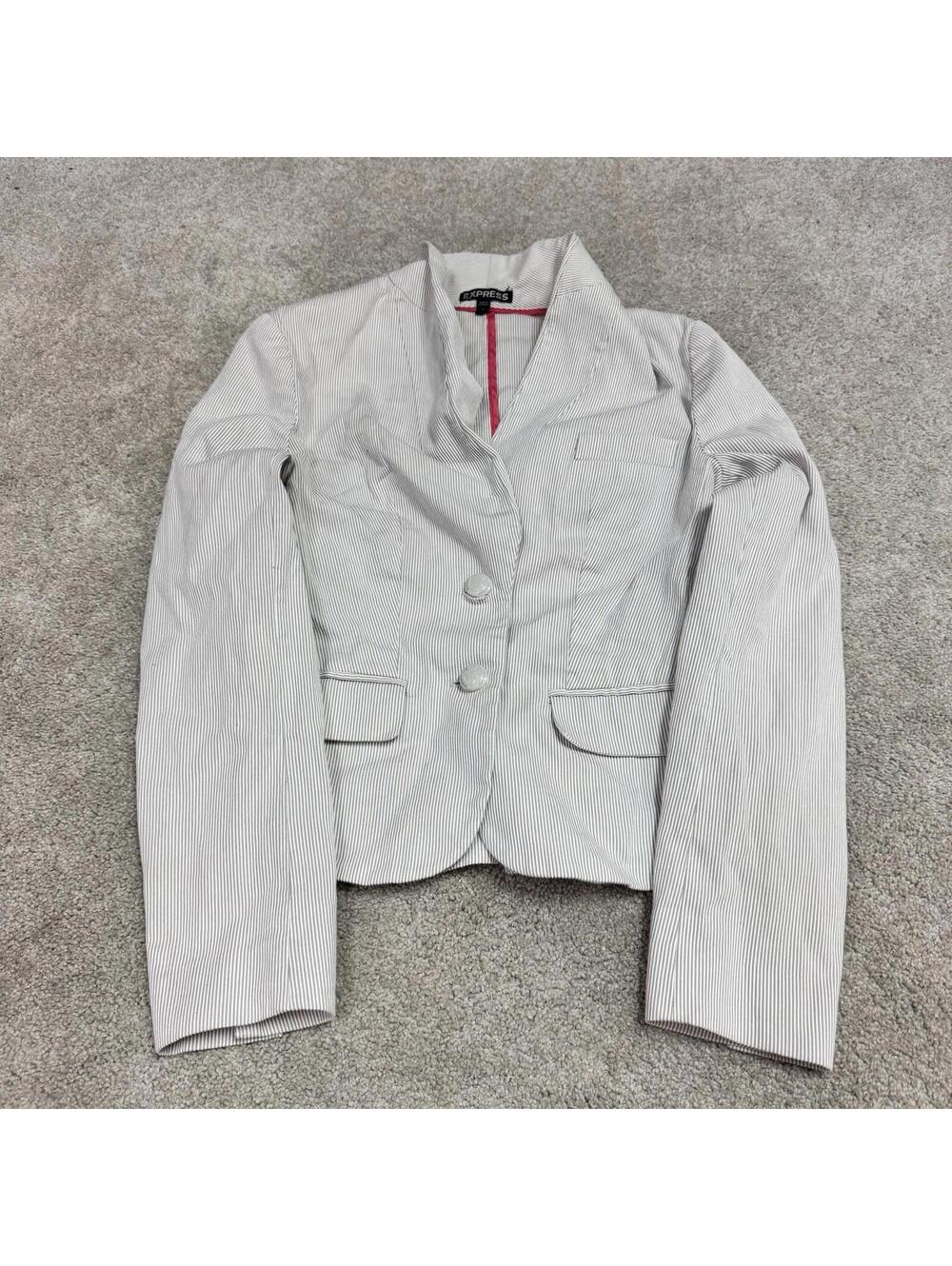 Express Blazer Jacket Beige White Long Sleeve Women’s Size 2